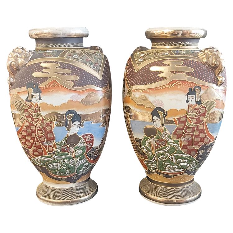 Pair of late 19th century Satsuma vases