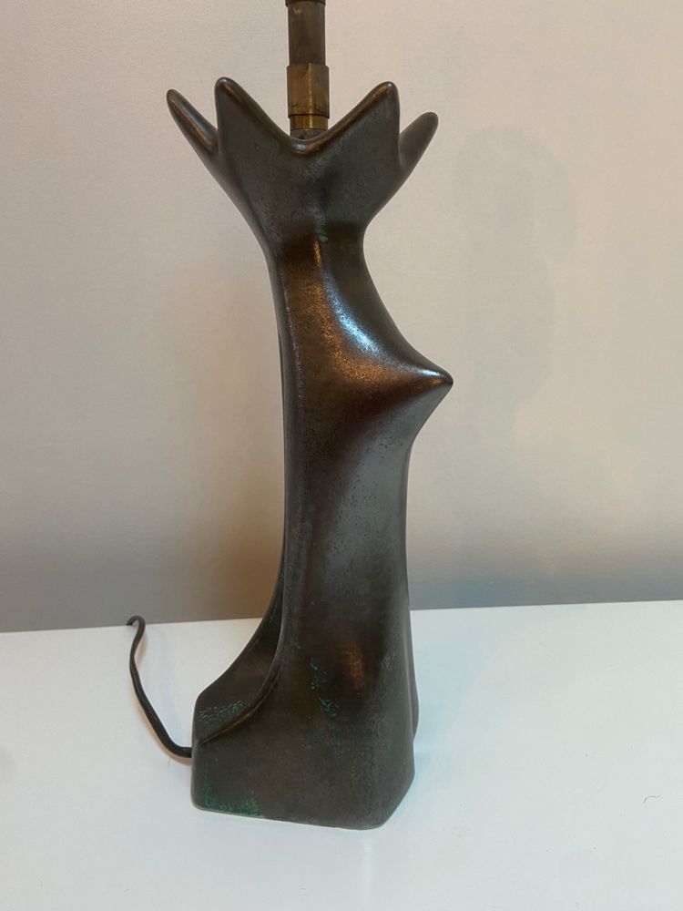 Lampe en céramique émaillée noire en forme de femme attribuée à Jacques Blin
