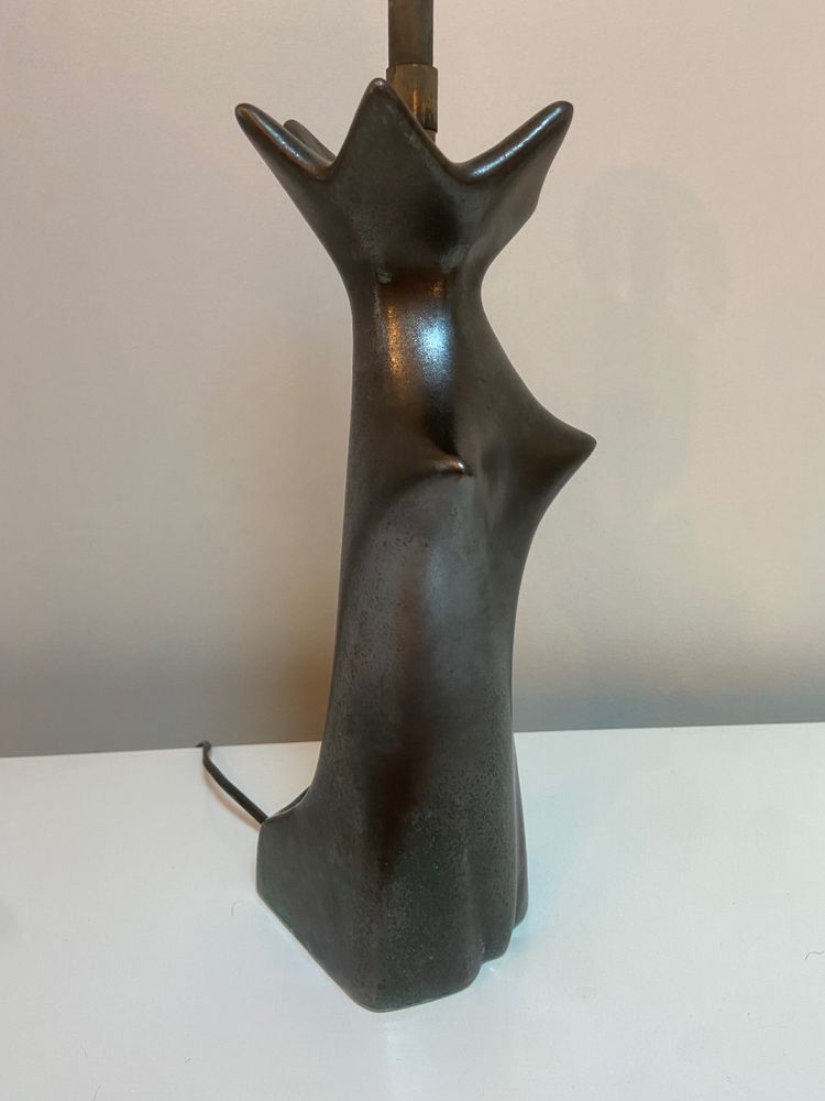 Lampe en céramique émaillée noire en forme de femme attribuée à Jacques Blin