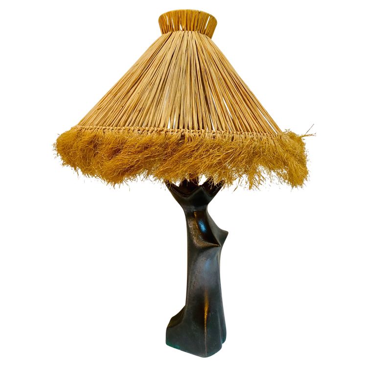 Lampe en céramique émaillée noire en forme de femme attribuée à Jacques Blin