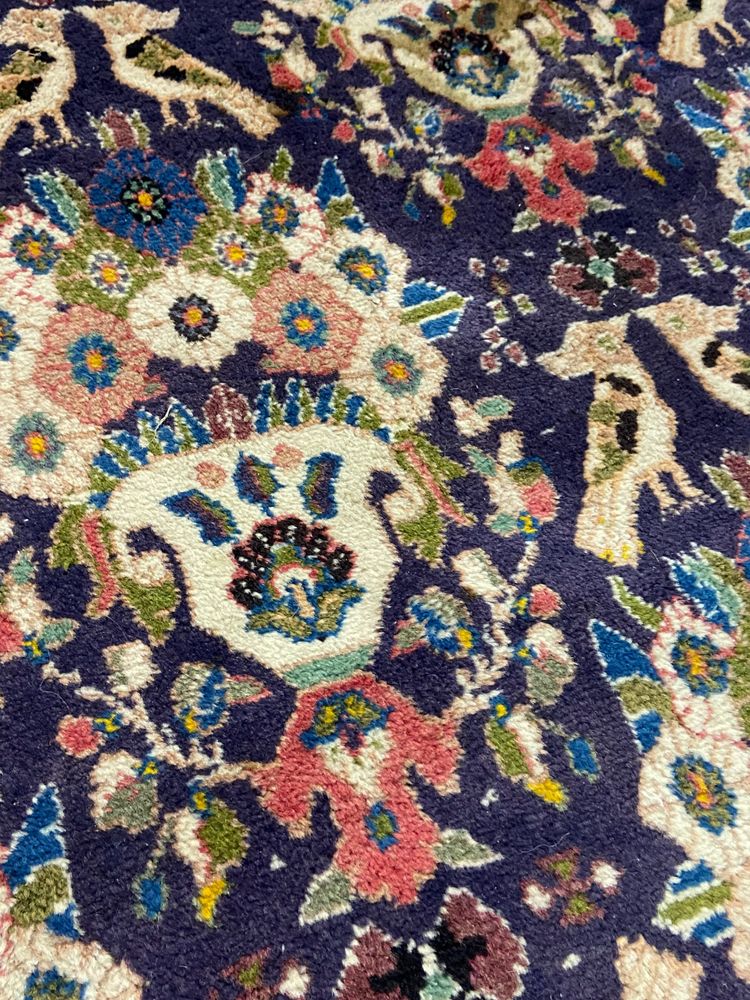 Tapis d'Orient ancien de tribu nomade Qashqai Bakhtiari 1950-1980 oiseaux fond violet