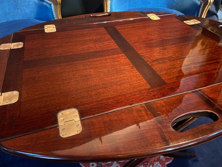 Mahogany modular folding coffee table Marine butler tray