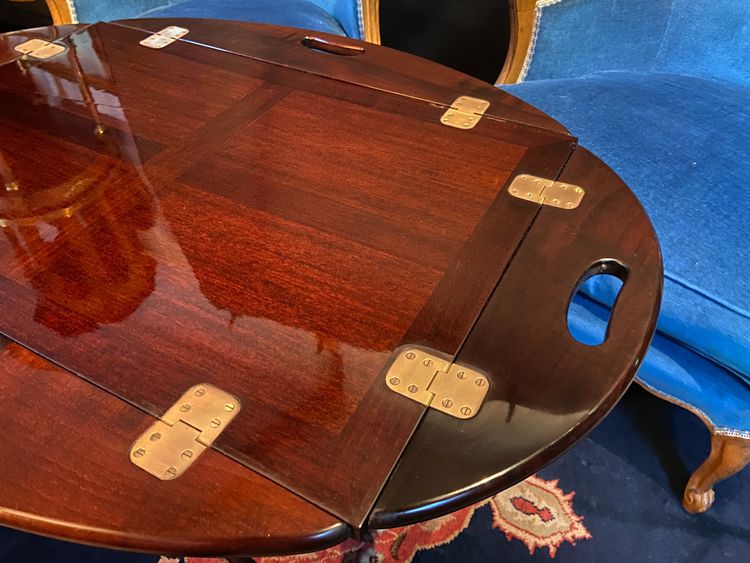 Mahogany modular folding coffee table Marine butler tray