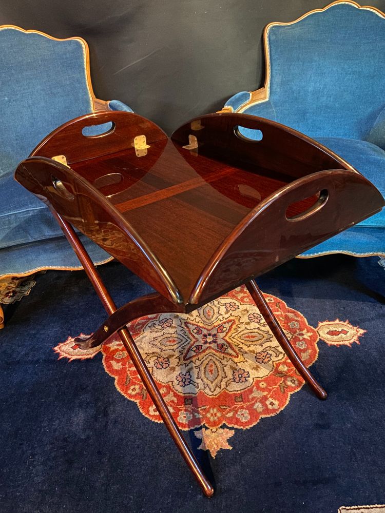 Mahogany modular folding coffee table Marine butler tray