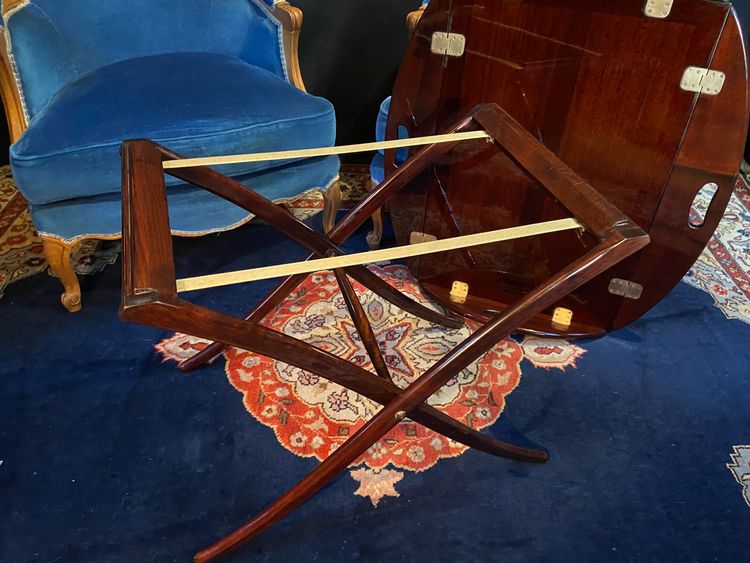 Mahogany modular folding coffee table Marine butler tray