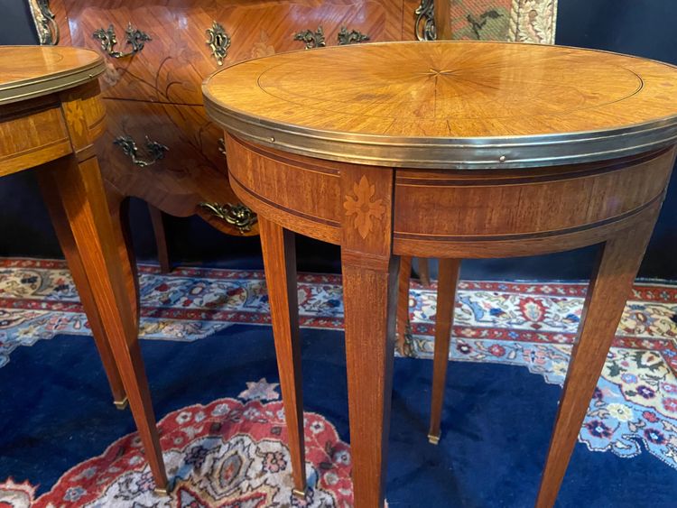 Pair of pedestal tables, end of sofa, table bouillotte, Louis XVI Directoire style