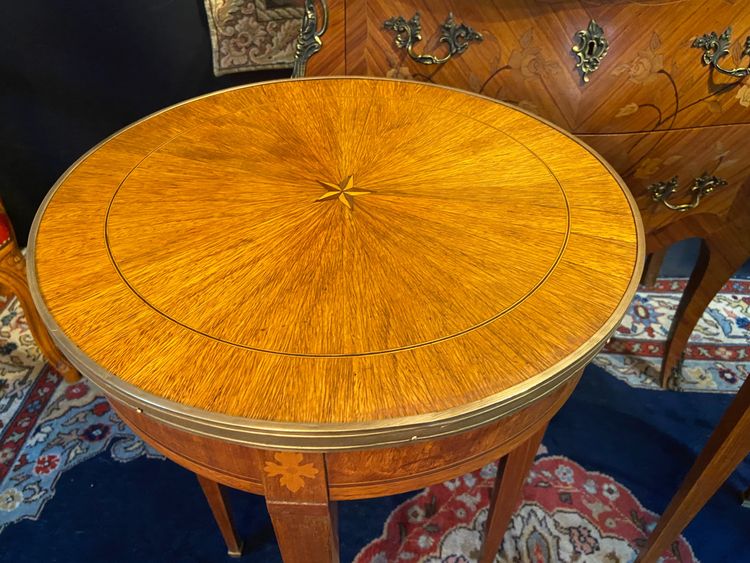 Pair of pedestal tables, end of sofa, table bouillotte, Louis XVI Directoire style