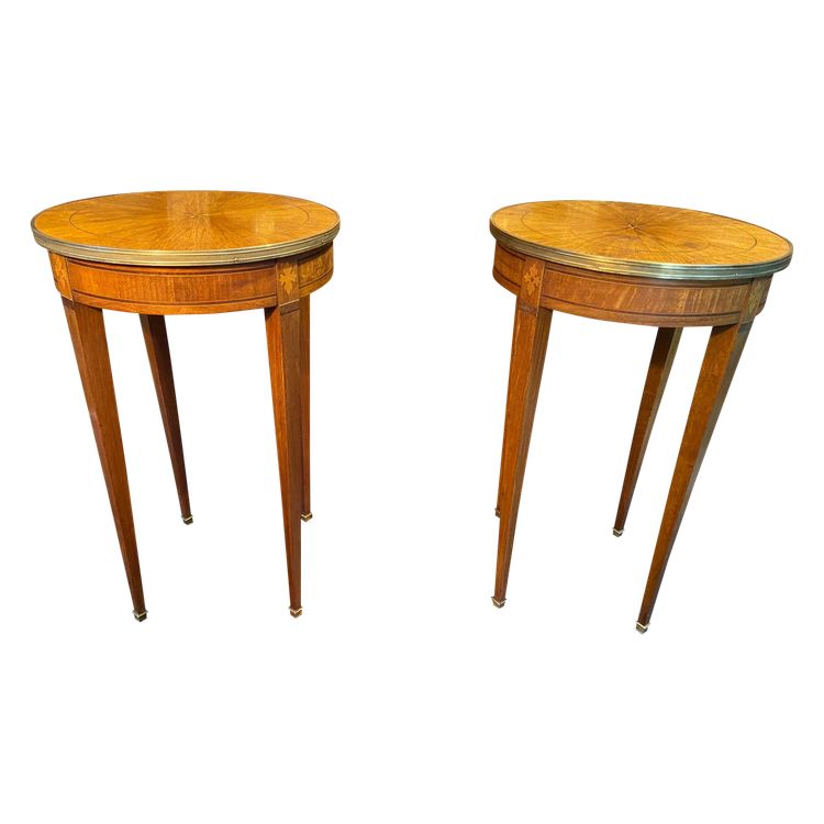 Pair of pedestal tables, end of sofa, table bouillotte, Louis XVI Directoire style