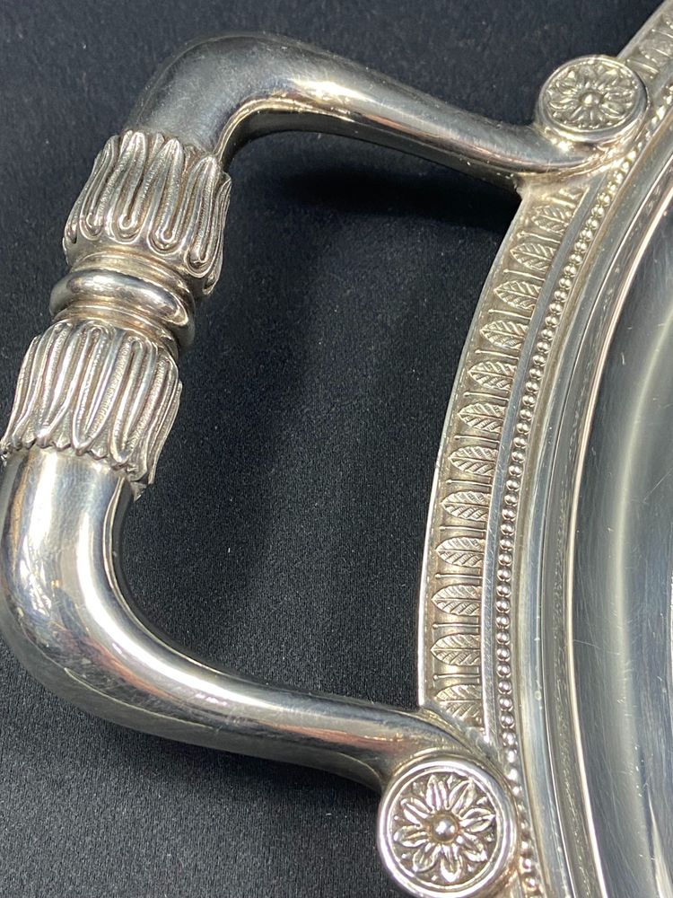 Very large silver plated serving tray signed CHRISTOFLE Malmaison model