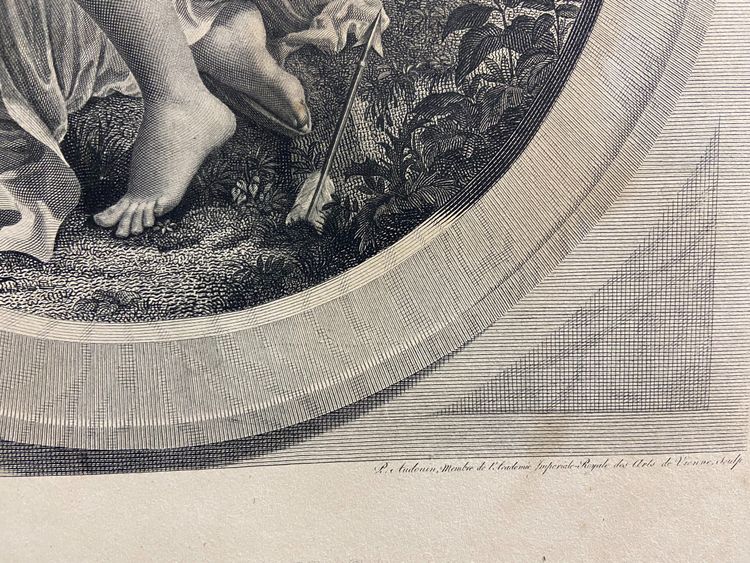 Gravure XIXe à la jeune femme titrée "Il n'est plus temps" Bouillon / Audouin
