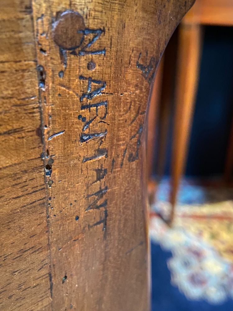 Louis XV solid walnut dressing table, 18th century, marked N. Armant