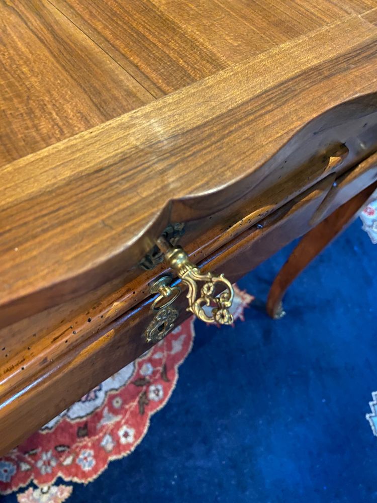 Louis XV solid walnut dressing table, 18th century, marked N. Armant