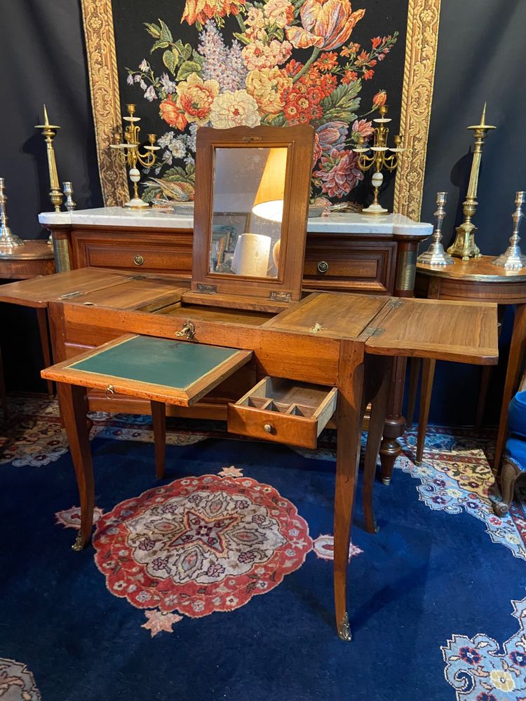 Louis XV solid walnut dressing table, 18th century, marked N. Armant