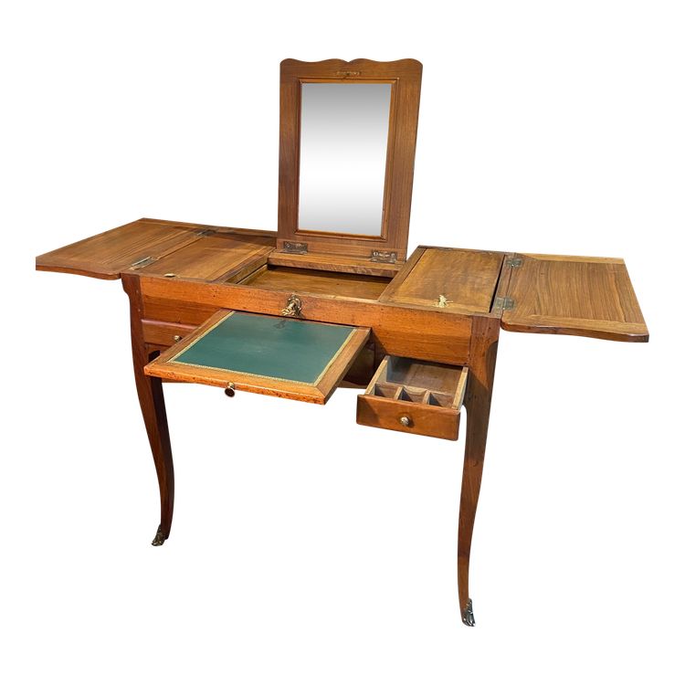Louis XV solid walnut dressing table, 18th century, marked N. Armant