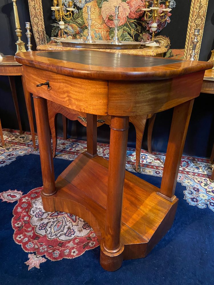 Solid walnut console desk and writing table with sofa back, XIXth Empire period