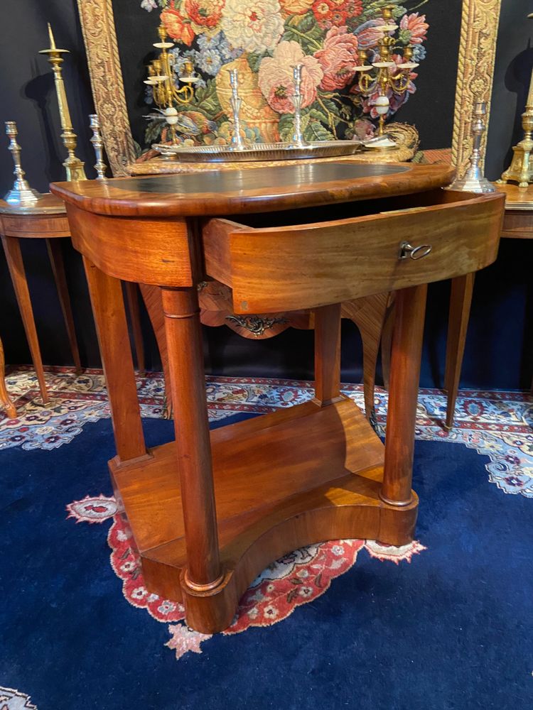 Solid walnut console desk and writing table with sofa back, XIXth Empire period