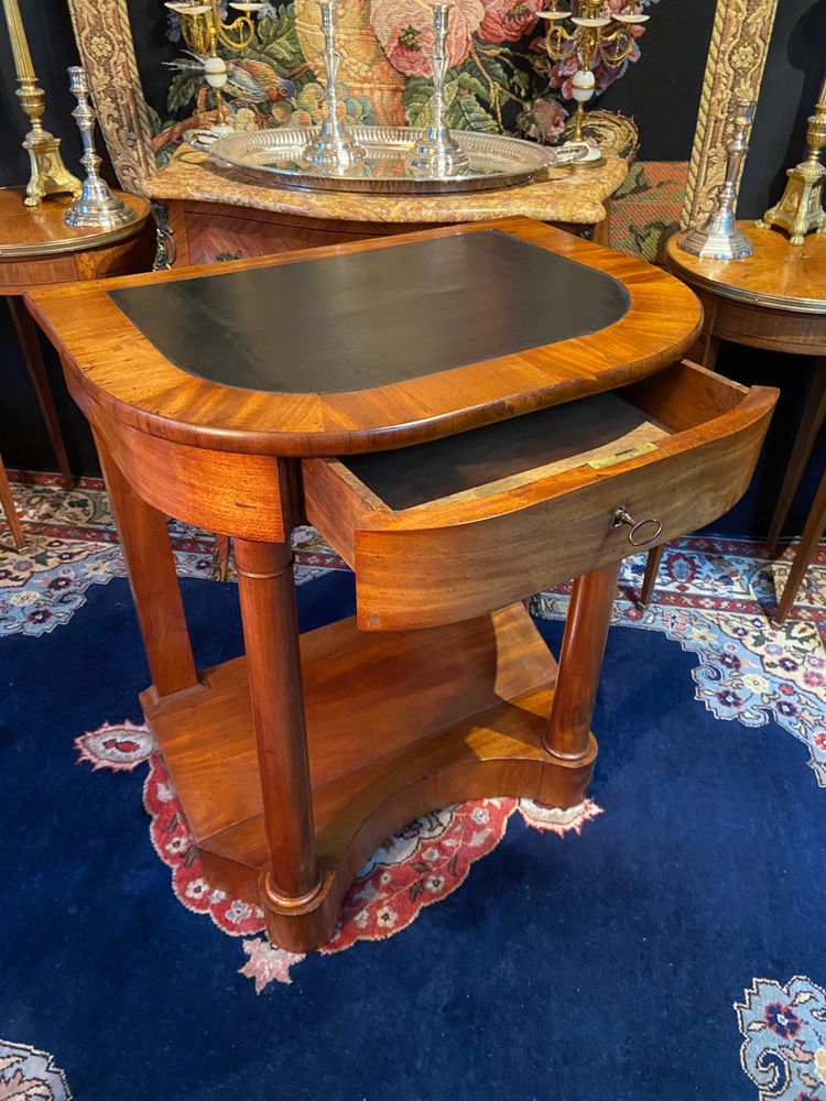 Solid walnut console desk and writing table with sofa back, XIXth Empire period