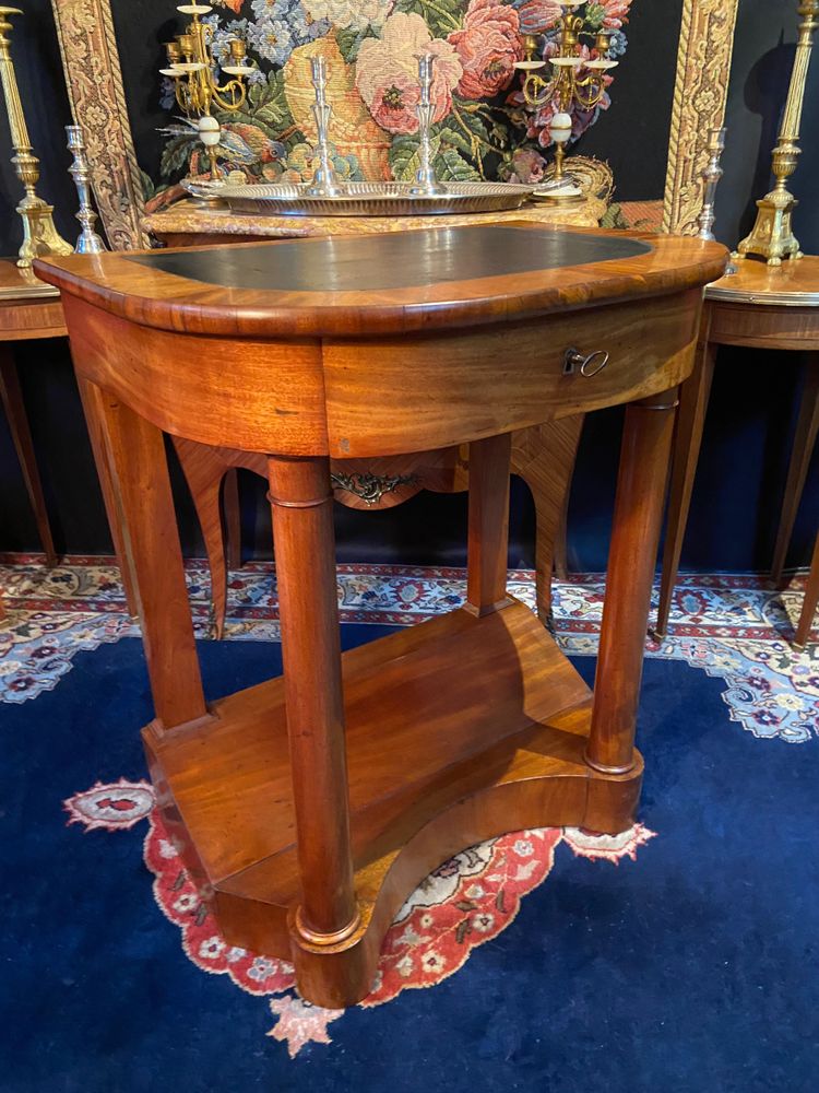 Solid walnut console desk and writing table with sofa back, XIXth Empire period
