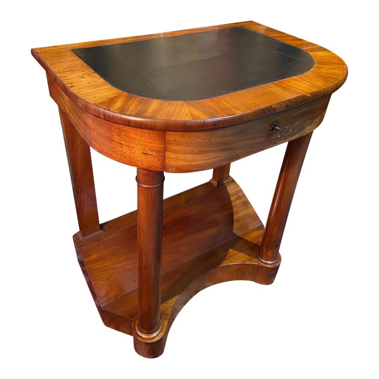 Solid walnut console desk and writing table with sofa back, XIXth Empire period