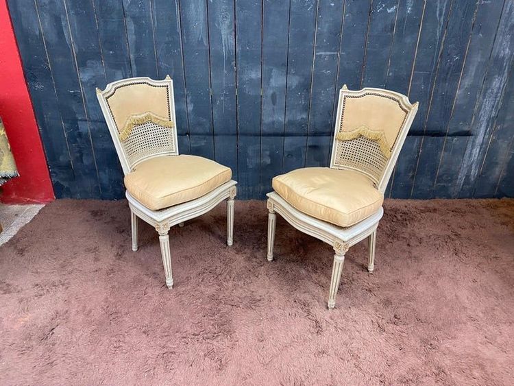 Set of four elegant Louis XVI style chairs, circa 1950