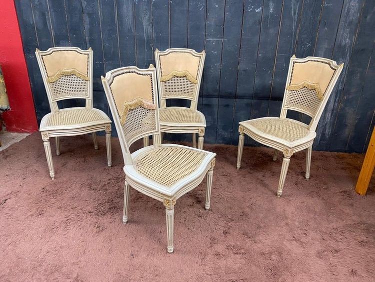 Set of four elegant Louis XVI style chairs, circa 1950