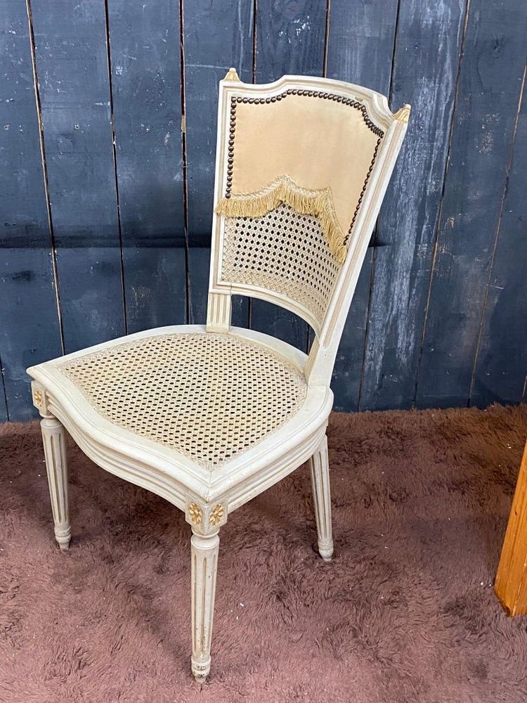 Set of four elegant Louis XVI style chairs, circa 1950