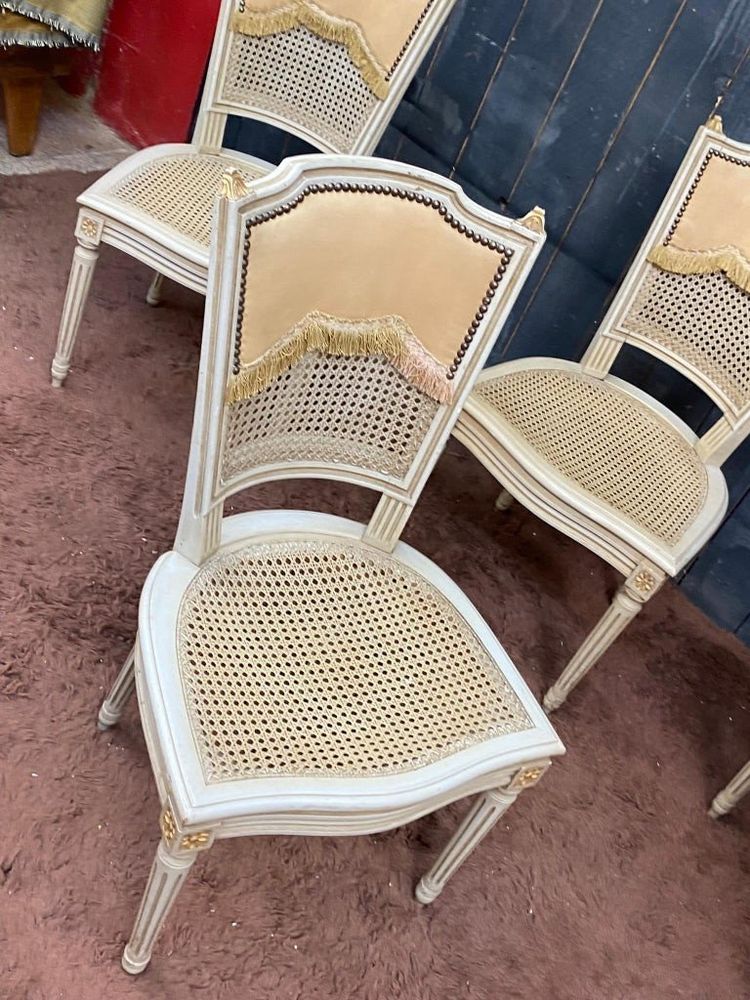 Set of four elegant Louis XVI style chairs, circa 1950