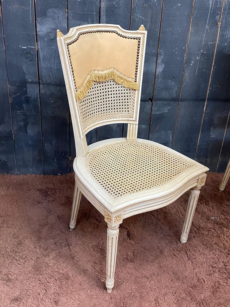 Set of four elegant Louis XVI style chairs, circa 1950
