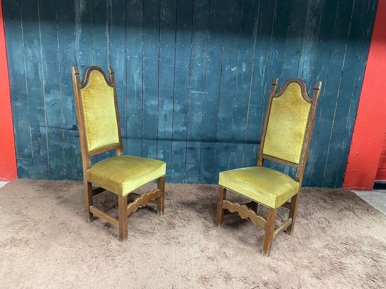 Set of 6 High-Back Oak Chairs, Circa 1950