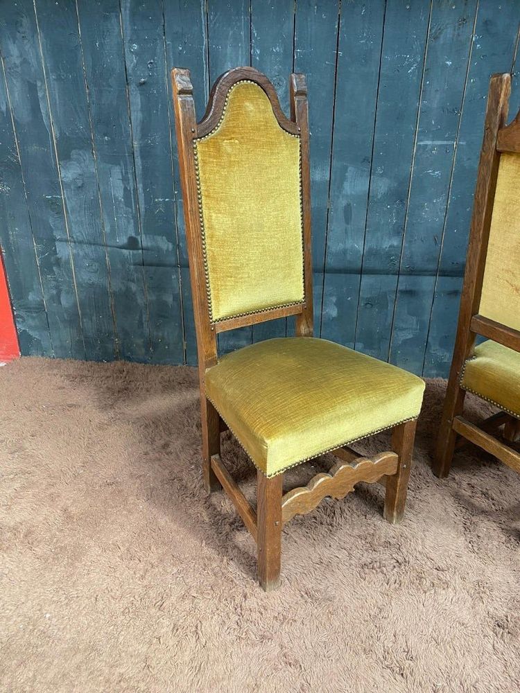 Set of 6 High-Back Oak Chairs, Circa 1950