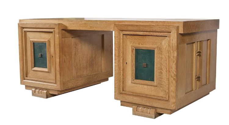 Charles Dudouyt ( 1885-1946 ) Scrivania e poltrona in rovere Art Déco 1940 circa