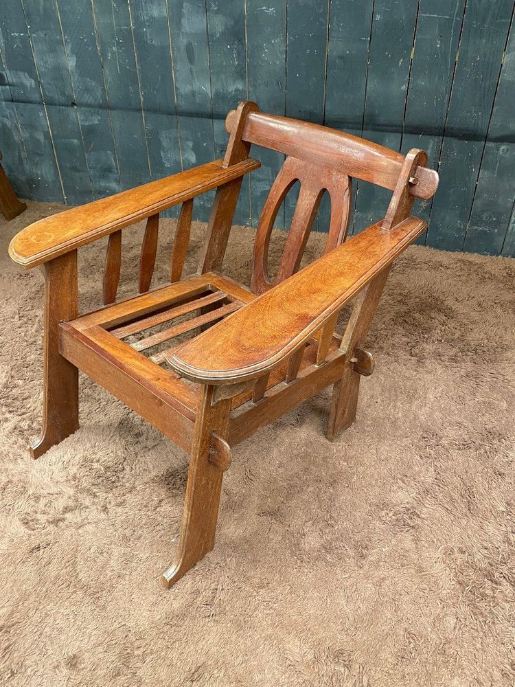 Pair of Arts and Crafts Style Teak Armchairs