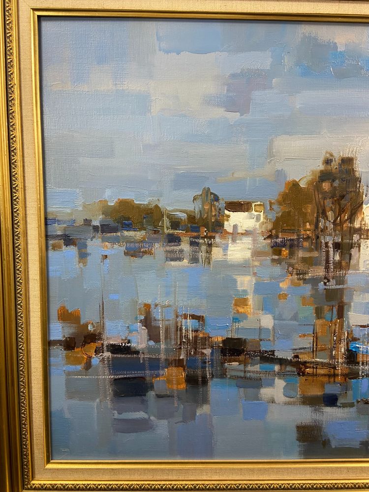 Large painting oil on canvas Camargue landscape signed Roger QUINTAINE 1921-2005