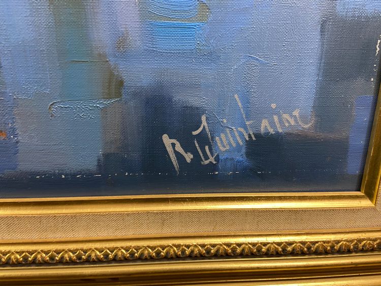 Large painting oil on canvas Camargue landscape signed Roger QUINTAINE 1921-2005