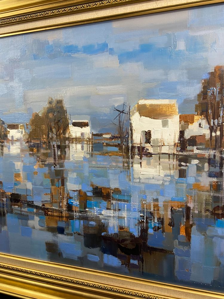 Large painting oil on canvas Camargue landscape signed Roger QUINTAINE 1921-2005
