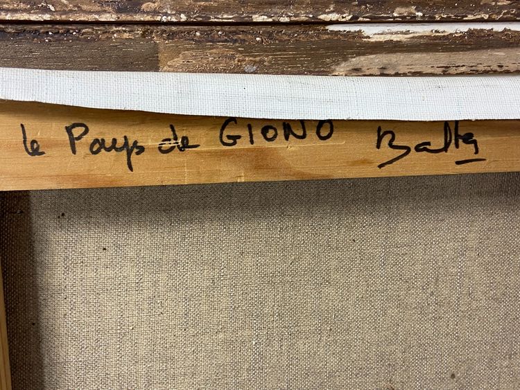 Grande dipinto olio su tela paesaggio provenzale Manosque firmato Claude Balta