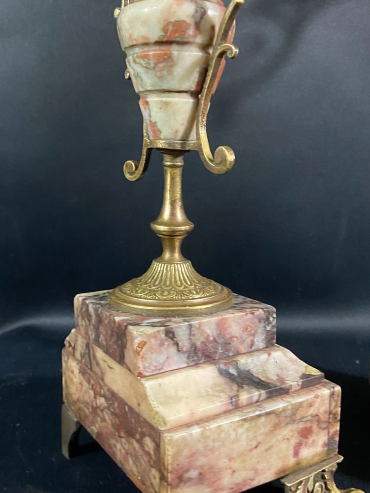 Pair of large bronze and marble candelabras 19th century Napoleon III