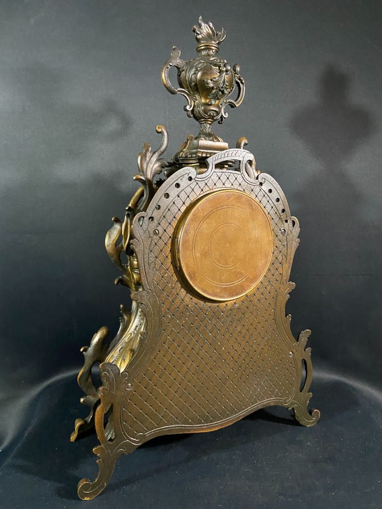 Large Louis XV style bronze cartel clock