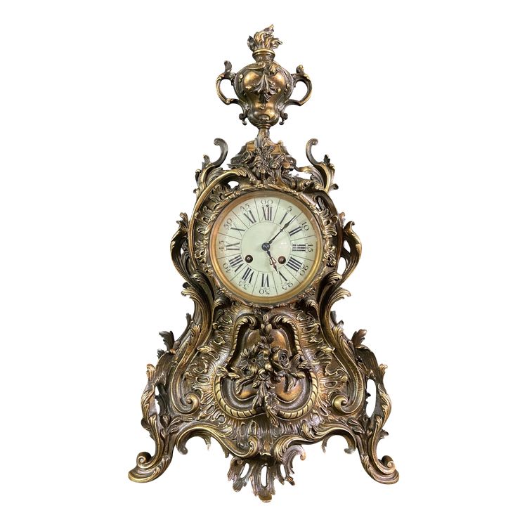 Large Louis XV style bronze cartel clock