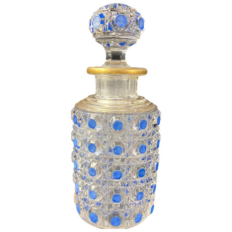 Bottiglia di profumo, fine XIX/inizio XX secolo, modello in cristallo BACCARAT, diamanti e pietre