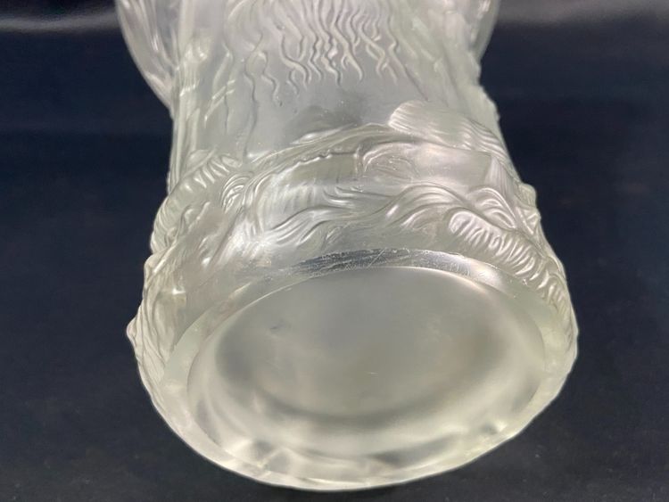 Large Josef Inwald Barolac 1936 Art Deco frosted glass vase, marine life decor