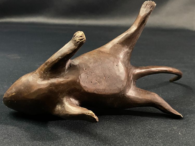 Soggetto in bronzo con grande topo o ratto in bronzo fine XIX secolo Giappone Meiji