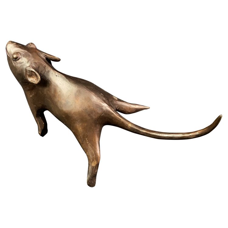 Soggetto in bronzo con grande topo o ratto in bronzo fine XIX secolo Giappone Meiji