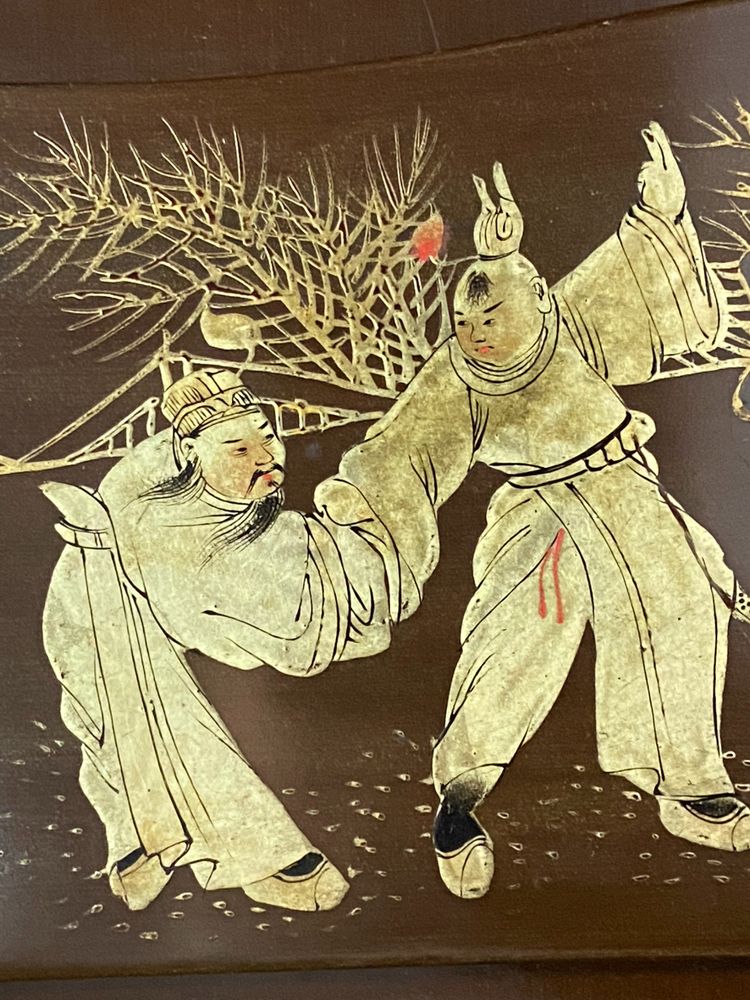 Mail sorter on 3 levels lacquered wood gilded decoration of characters Meiji Japan