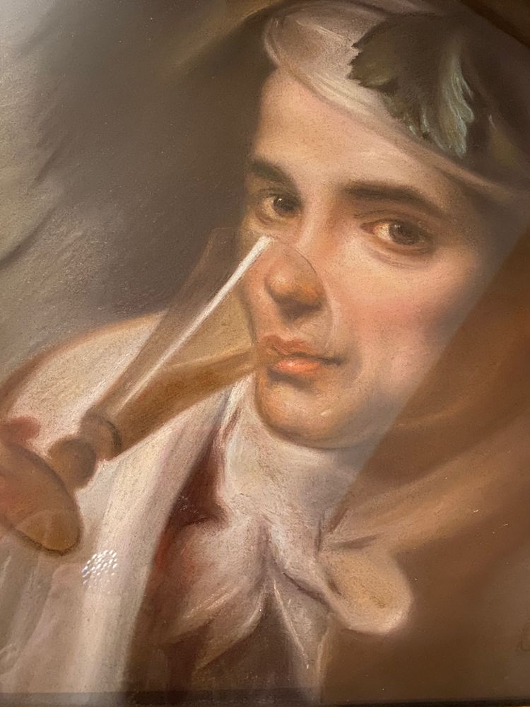 "Der junge spanische Trinker". Pastell Mitte des 20. Jahrhunderts nach M. Quentin de La Tour.