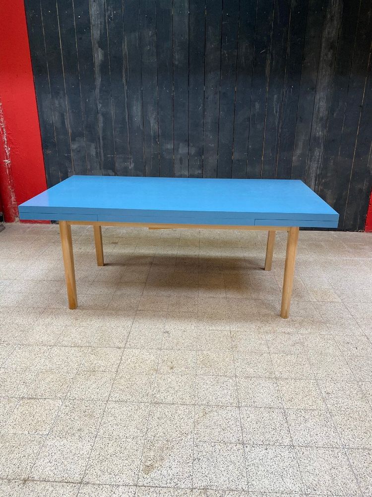Interesting Elm And Laminate Reconstruction Table Circa 1950