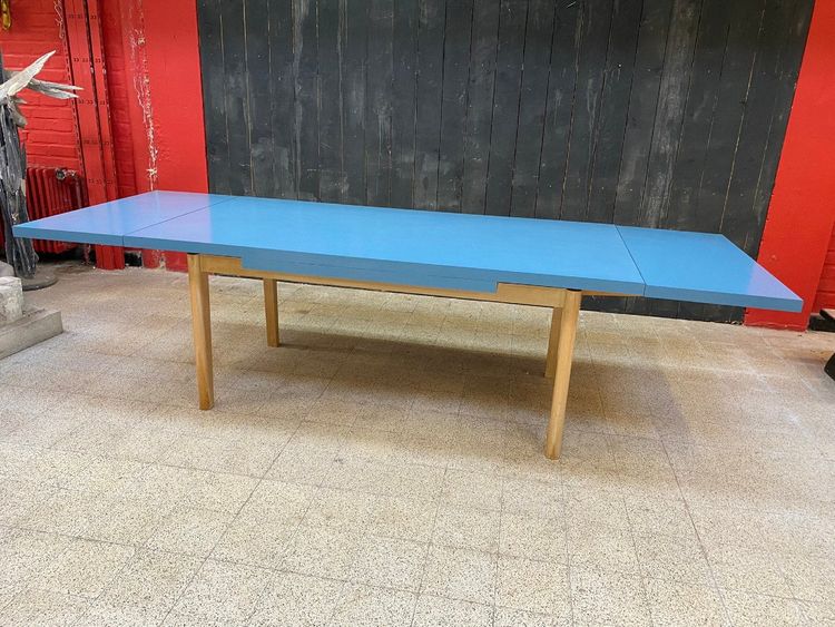 Interesting Elm And Laminate Reconstruction Table Circa 1950