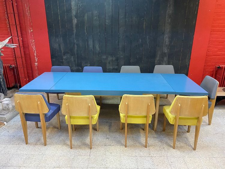 Interesting Elm And Laminate Reconstruction Table Circa 1950