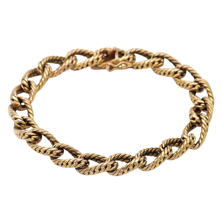 70er Jahre Gourmet-Armband aus strukturiertem 18k Gold, Vintage-Armband, geflochtene Masche, Seventies-Armband