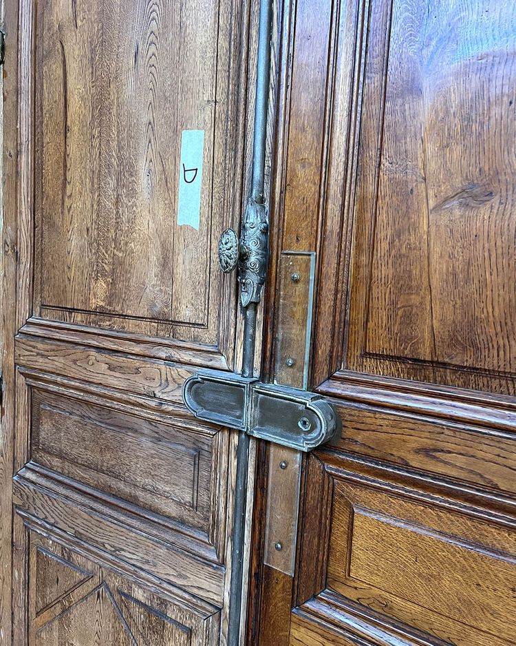 Double porte avec bâti en chêne 175,5×290 cm